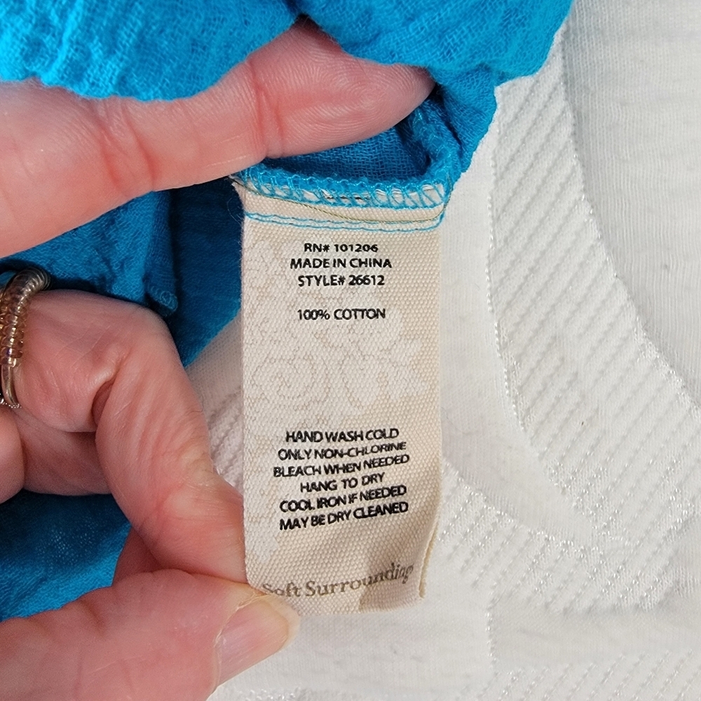 Soft Surroundings Siesta Key Layered Tunic Bright Blue Lettuce Hem Large - Picture 8 of 10